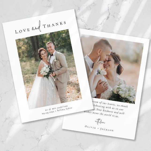 Tarjeta De Agradecimiento Guión de caligrafía romántica Boda fotográfico múl (Subido por el creador)