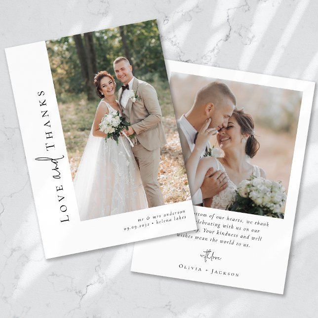 Tarjeta De Agradecimiento Guión de caligrafía romántica Boda fotográfico múl (Subido por el creador)
