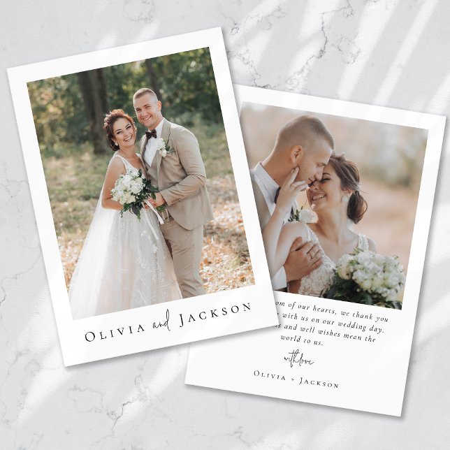 Tarjeta De Agradecimiento Guión de caligrafía romántica Boda fotográfico múl (Subido por el creador)