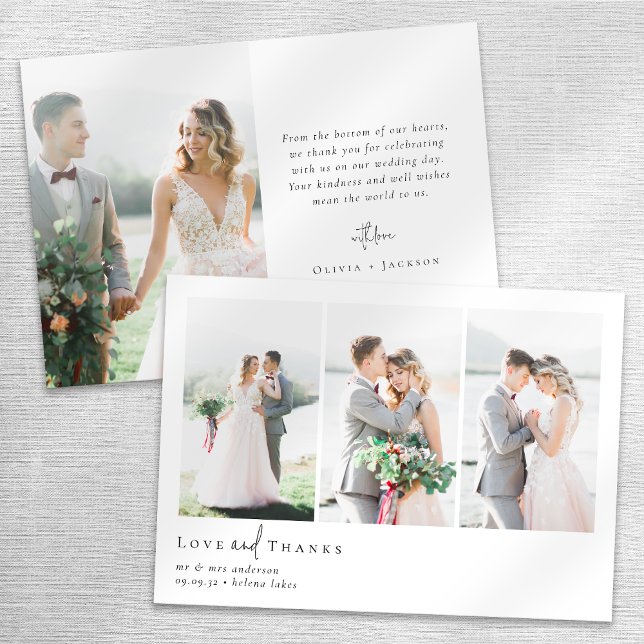 Tarjeta De Agradecimiento Guión de caligrafía romántica Boda fotográfico múl (Subido por el creador)