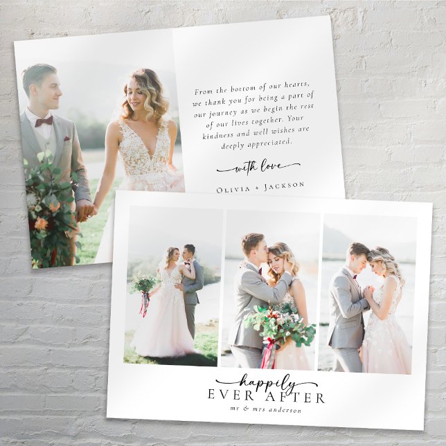 Tarjeta De Agradecimiento Guión de caligrafía romántica Boda fotográfico múl (Subido por el creador)