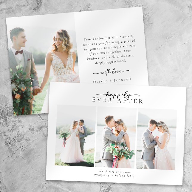 Tarjeta De Agradecimiento Guión de caligrafía romántica Boda fotográfico múl (Subido por el creador)