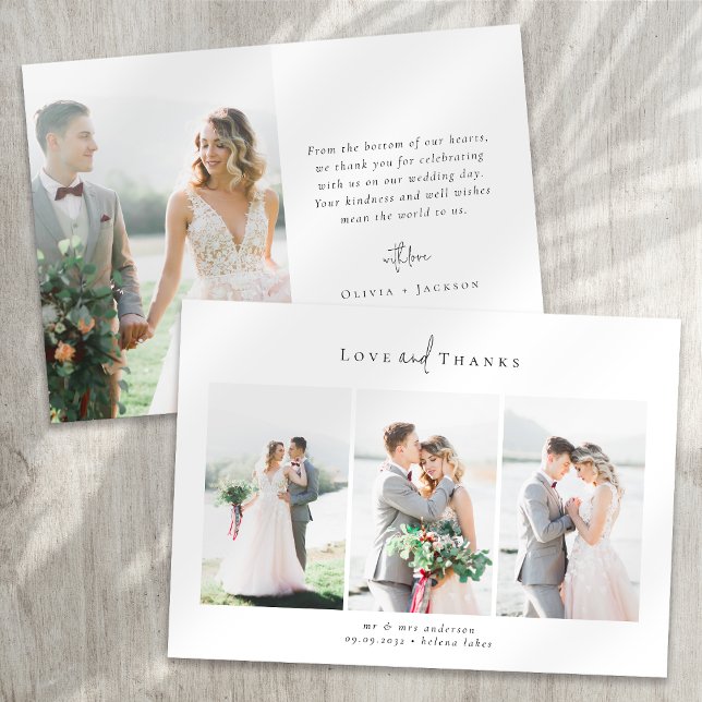 Tarjeta De Agradecimiento Guión de caligrafía romántica Boda fotográfico múl (Subido por el creador)