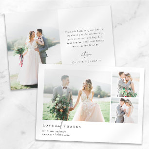Tarjeta De Agradecimiento Guión de caligrafía romántica Boda fotográfico múl