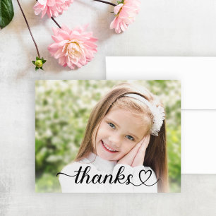 Tarjeta De Agradecimiento Guión de corazón lindo para niños con foto persona