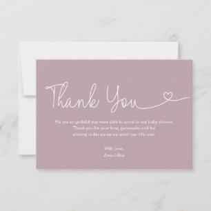 Tarjeta De Agradecimiento Guión de Corazón Rosa Claro para la Fiesta de Bebé