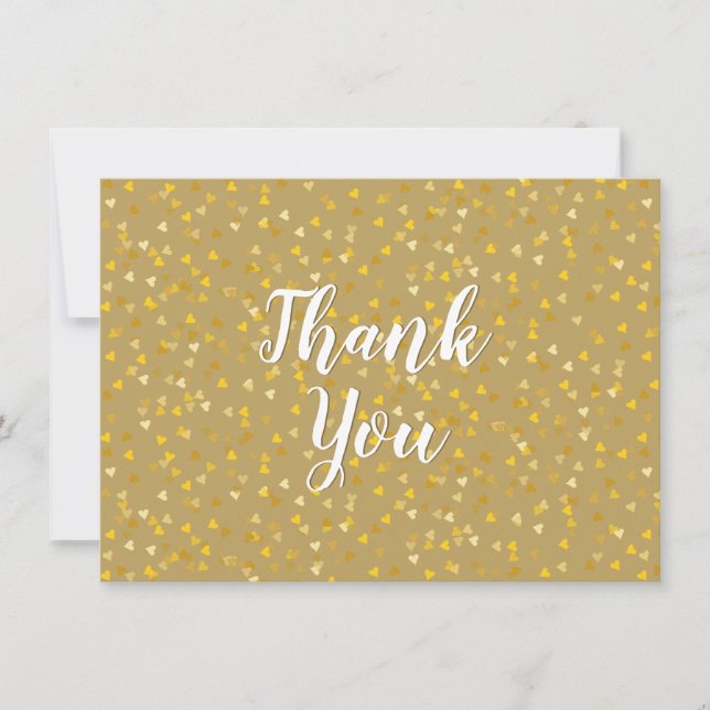 Tarjeta De Agradecimiento Guión de Corazones de Oro Gracias (Anverso)