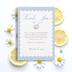 Tarjeta De Agradecimiento Guión de Elaboración de Té Tema Azul Guión Baby Sh