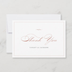 Tarjeta De Agradecimiento Guión de elegancia clásica de oro Rosa simple