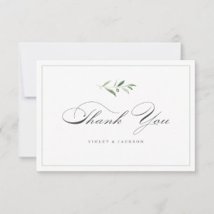 Tarjeta De Agradecimiento Guión de Elegancia Clásica Simple Verdor Gracias
