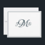 Tarjeta De Agradecimiento Guión de floración blanca y marina de monograma cl<br><div class="desc">Clásico,  elegante,  profesional Navy Flourish Script monogramado plano tarjeta de agradecimiento. perfecto para correspondencia de negocios. Estas son tarjetas de notas planas. Si quieres tarjetas dobladas,  ve a la parte inferior de la página donde dice "Transferir este diseño" y selecciona Tarjeta de agradecimiento plegada.</div>