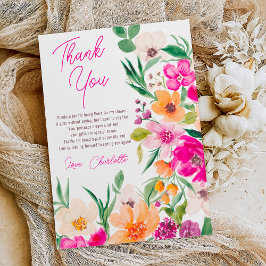 Tarjeta De Agradecimiento Guión de flores silvestres brillantes y audaces pa
