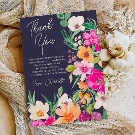 Tarjeta De Agradecimiento Guión de flores silvestres brillantes y audaces pa
