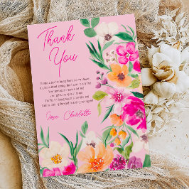 Tarjeta De Agradecimiento Guión de flores silvestres brillantes y audaces pa