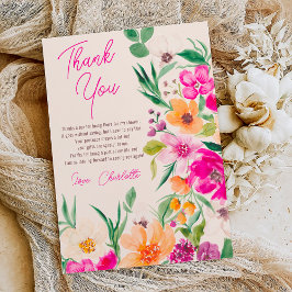 Tarjeta De Agradecimiento Guión de flores silvestres brillantes y audaces pa