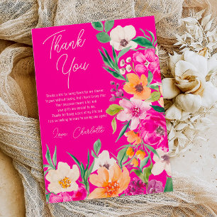 Tarjeta De Agradecimiento Guión de flores silvestres brillantes y audaces pa