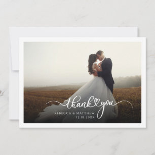 Tarjeta De Agradecimiento Guión de foto de boda con letra a mano