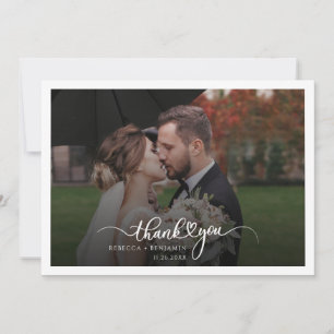 Tarjeta De Agradecimiento Guión de foto de pareja de recién casados Sr. y Sr