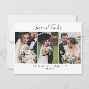 Tarjeta De Agradecimiento Guión de fotos de la boda elegante