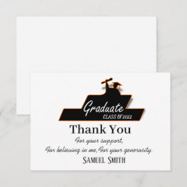 Tarjeta De Agradecimiento Guión de graduación Clase de blanco y negro de