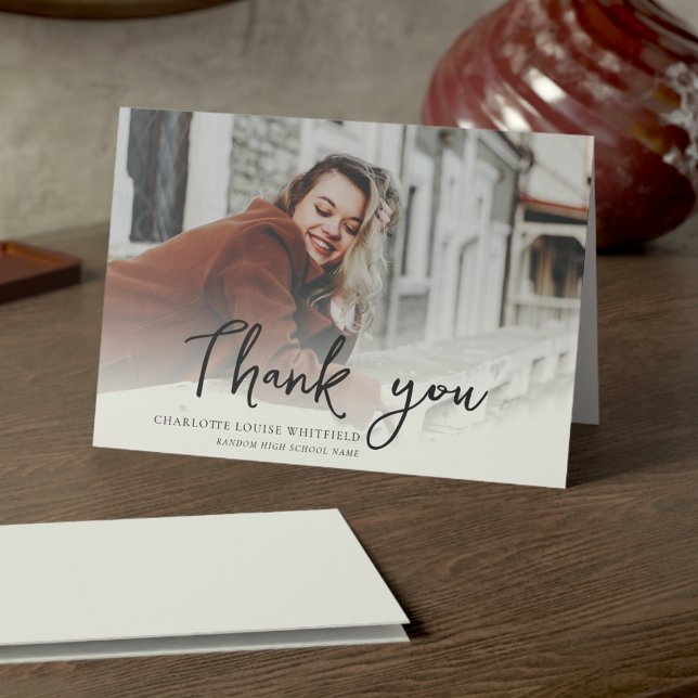 Tarjeta De Agradecimiento Guión de graduación de la foto 2025 (Graduation 2025 Photo Grad Script Thank You Card)
