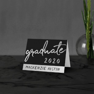 Tarjeta De Agradecimiento Guión de graduación plateado   Faux Metallic de mo