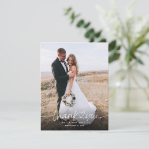 Tarjeta De Agradecimiento Guión de letra a mano con fotos de corazón Boda