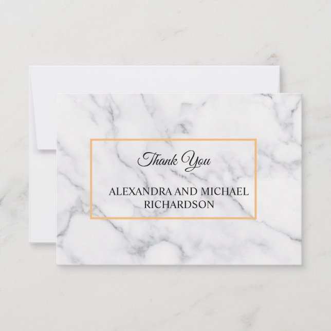 Tarjeta De Agradecimiento Guión de mármol blanco (Anverso)