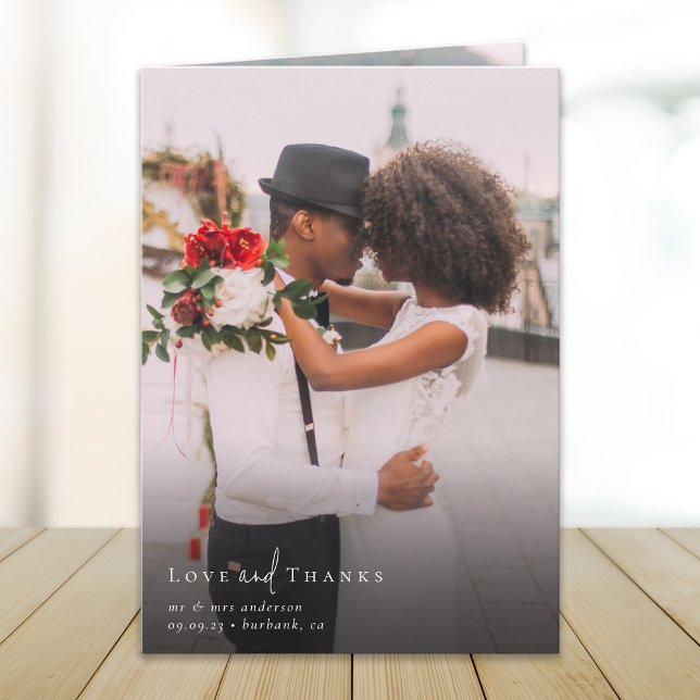 Tarjeta De Agradecimiento Guión de moda Boda de varias fotos doblado (Subido por el creador)