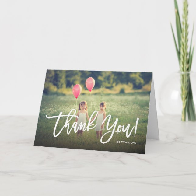 Tarjeta De Agradecimiento Guión de moda Gracias Foto con sangrado completo (Anverso)