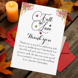 Tarjeta De Agradecimiento Guión de otoño enamorarse ducha de novia floral