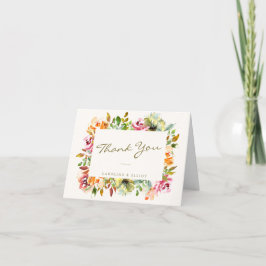 Tarjeta De Agradecimiento Guión de Personalizado de Boda de borde floral de 