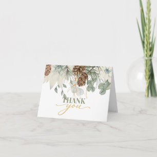 Tarjeta De Agradecimiento Guión de piñas de bosques rústicos Gracias 