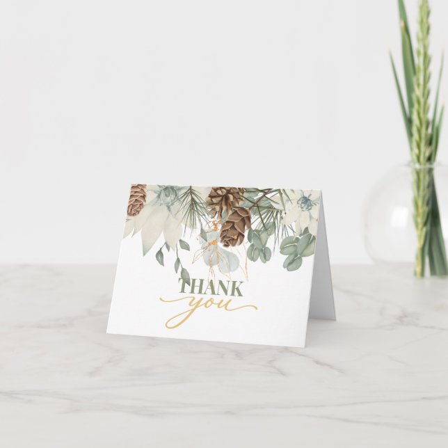 Tarjeta De Agradecimiento Guión de piñas de bosques rústicos Gracias  (Anverso)