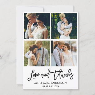 Tarjeta De Agradecimiento Guión de pincel Amor y Gracias Boda 4 Foto