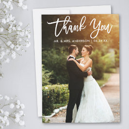 Tarjeta De Agradecimiento Guión de pincel: foto de Boda de novia Groom