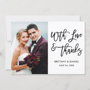 Tarjeta De Agradecimiento Guión de pincel moderno amor y gracias Boda qué