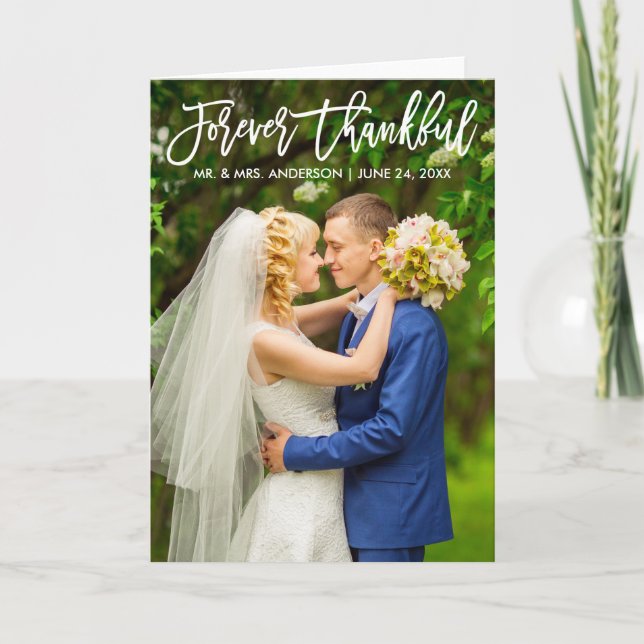 Tarjeta De Agradecimiento Guión de pincel Moderno para siempre Boda de agrad (Anverso)