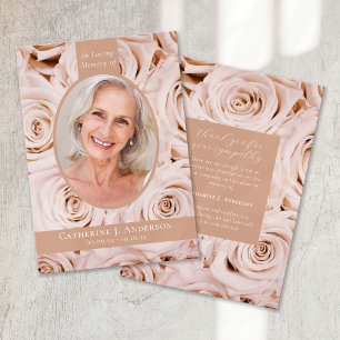 Tarjeta De Agradecimiento Guión de rosas rosadas Simpatía Funeral Memorial