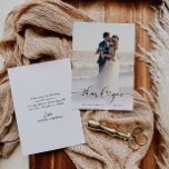 Tarjeta De Agradecimiento guión del corazón de los recién casados foto boda<br><div class="desc">escritura con letras a mano moderna y una encantadora foto de los recién casados,  la imagen y el texto pueden ser personalizados.</div>