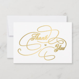 Tarjeta De Agradecimiento Guión dorado elegante simple