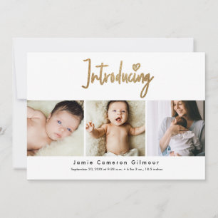 Tarjeta De Agradecimiento Guión dorado Presentación Personalizado 3 foto beb