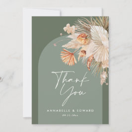 Tarjeta De Agradecimiento Guión elegante boda gracias sage green moderno