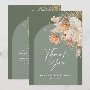 Tarjeta De Agradecimiento Guión elegante boda gracias sage green moderno