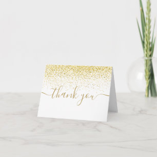 Tarjeta De Agradecimiento Guión elegante moderno con brillo dorado