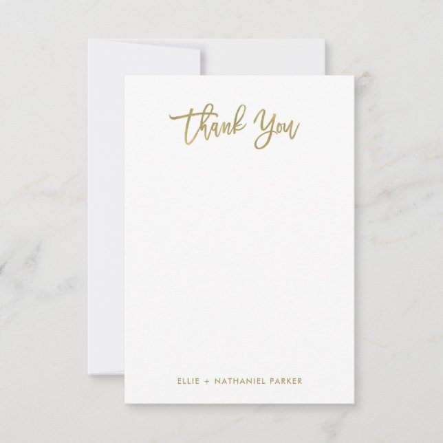 Tarjeta De Agradecimiento Guión Faux Gold moderno (Anverso)
