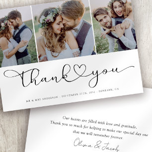 Tarjeta De Agradecimiento Guión fotográfico múltiple con foto de Boda cardía