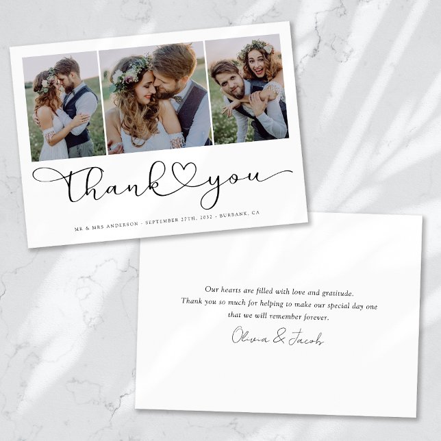 Tarjeta De Agradecimiento Guión fotográfico múltiple con foto de Boda cardía (Subido por el creador)
