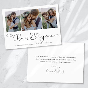 Tarjeta De Agradecimiento Guión fotográfico múltiple con foto de Boda cardía