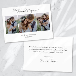 Tarjeta De Agradecimiento Guión fotográfico múltiple con foto de Boda cardía